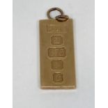 1970s 9ct ingot pendant, 8.7g