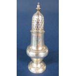 George III silver baluster castor, with rope twist type band and typical pierced lid, maker Thomas &