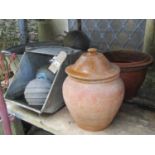 Galvanised ware to include a two handled bath, coal scuttle, bucket and various floats, together