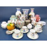 A collection of mainly reproduction oriental ceramics including various vases, Japanese eggshell