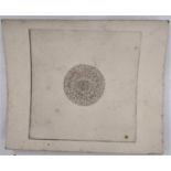 A small document (possibly an early photographic reproduction) showing a circle of words with the