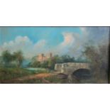 19th century British school - Landscapes with castle and farmhouse, oil on board, both signed with