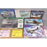 Mixed collection of 9 model aircraft vintage kits, all appear to be un-started, most with sealed