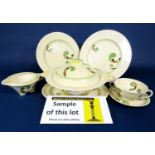 A collection of Royal Doulton Lynn pattern dinnerwares in the Art Deco manner comprising a pair of