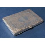 Victorian silver card case, engraved with foliate decoration and lobed borders, enclosing a fitted