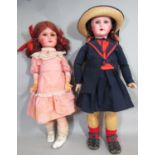 2 early 20th century French dolls both with composition heads, impressed mark 'Paris 301 12',