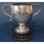 Edwardian silver twin handle baluster trophy upon a stepped circular base inscribed 'Quetta Division