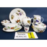 A quantity of Royal Worcester Evesham patternwares comprising teapot and cover, sauce boat and