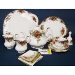 A quantity of Royal Albert Old Country Roses pattern wares comprising large circular serving