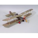 Timber model of an RAF Bristol fighter plane, hand crafted. Wingspan 48cm