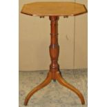 Small Georgian mahogany snaptop table, the octagonal top raised on a turned pillar and tripod