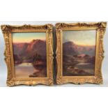 O Hicks, (late 19th century British School), mountainous lake scenes (pair), oil on canvas, both