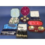 Good mixed collection of silver and plated items to include a cased set of six silver coffee bean