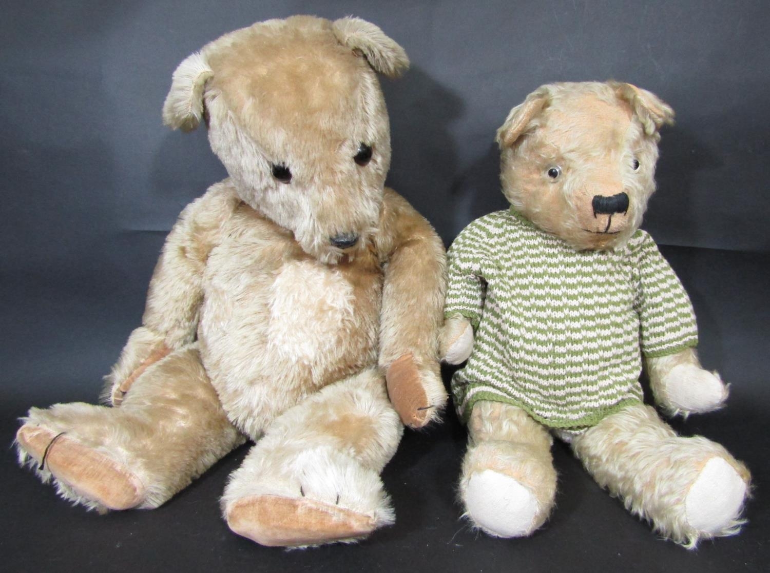 2 mid 20th century teddy bears including a large bear probably by Chiltern with jointed body, - Image 7 of 7