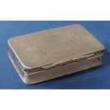 Good Victorian engine turned silver large snuff box, the lid with blank cartouche and scrolled