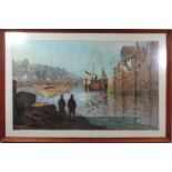 Roy Stringfellow (20th century British) - Harbour scene at Looe, Cornwall, pastel on paper,