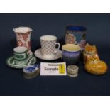 A collection of decorative ceramics including Royal Worcester Butterflies pattern cabinet cup and