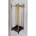 Antique brass and cast iron four divisional stick stand 63cm high