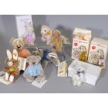 10 miniature teddy bears/ soft toy animals including Steiff sheep 34961, Steiff rabbit keyring