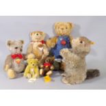 6 soft toys by Steiff and Hermann including Steiff 'Molly Piff' groundhog, a Steiff Brummbär (no