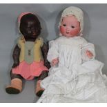 2 Armand Marseille Dream Baby Dolls, both mould 351 with 5 part bent limb composition bodies;