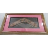 Glazed and cased aboriginal painted boomerang by Lauren Jarrett and titled a rain creation story,