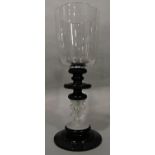 Lalique Thorns lamp/candle handle with clear and black Delrin glass, 35.5 cm high, in original box