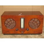 A vintage valve radio - The McMichael Twin Supervox in polished walnut case C.1933
