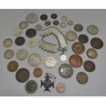A collection of pre-1947 silver coinage including Victorian examples, 80g approx, together with