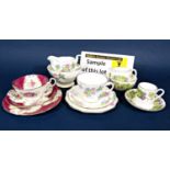 A collection of Royal Grafton china Burlington pattern teawares comprising six cups, six saucers and