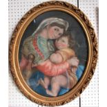 Late 19th century British School, study of the Virgin and Child after Raphael, pastel on paper of