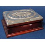 A mixed collection of silver and silver plate to include a silver lidded mahogany box and six napkin