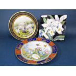 A boxed Noritake limited edition charger dated 1980, with floral and butterfly decoration, 36cm