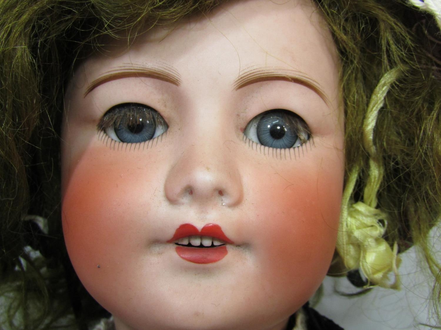 Bisque head doll made by SFBJ with jointed composition body, closing blue eyes, open mouth with 4 - Image 2 of 4