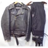 'Branded' USA leather biker jacket with zip in fleece liner size 40, 'Biker Paradise' leather