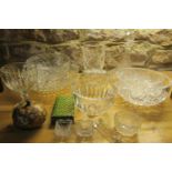 Mixed collection of glassware to include a heavy glass bowl possibly by Orrefors together with