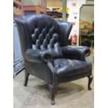 Good Georgian style Chesterfield type button back with chair, with studded details and cabriole