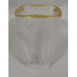 Lalique Jasna vase with satin finish, stylised decoration, gilt rim, inscribed etched Lalique France