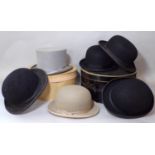 Collection of good quality mens hats including a grey top hat by Youngs size 7?, boxed bowler hat by
