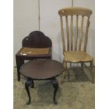 A low stripped Windsor elm and beechwood single chair together with an art deco style dressing stool