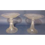 Three good quality antique glass tazzas with Greek key and overlay decoration, 21 cm high (1 af)