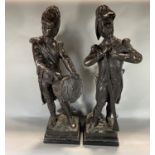 After Etienne-Henri Dumaige (1830-1888) - Pair of cast metal figures of standing soldiers, both