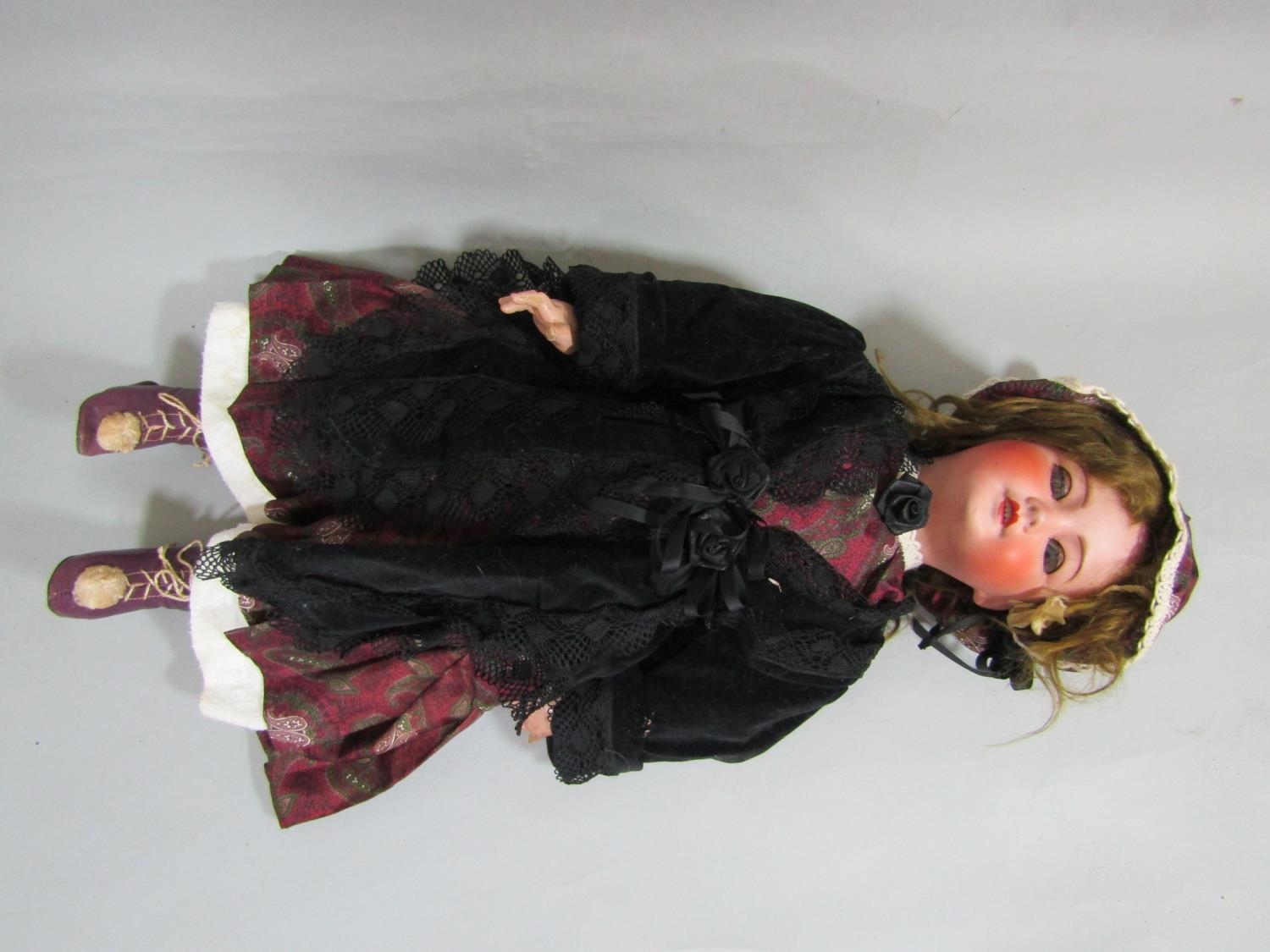 Bisque head doll made by SFBJ with jointed composition body, closing blue eyes, open mouth with 4 - Image 4 of 4