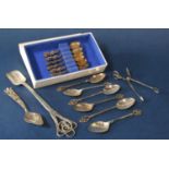 Set of six arts and crafts silver teaspoons, maker CTB, together with a further import silver pair