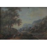 19th century school, landscape with cattle drover and further figures in a landscape setting,