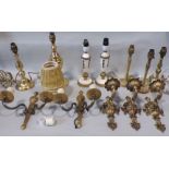 A collection of lighting to include various wall sconces, table lamps etc (boxful)