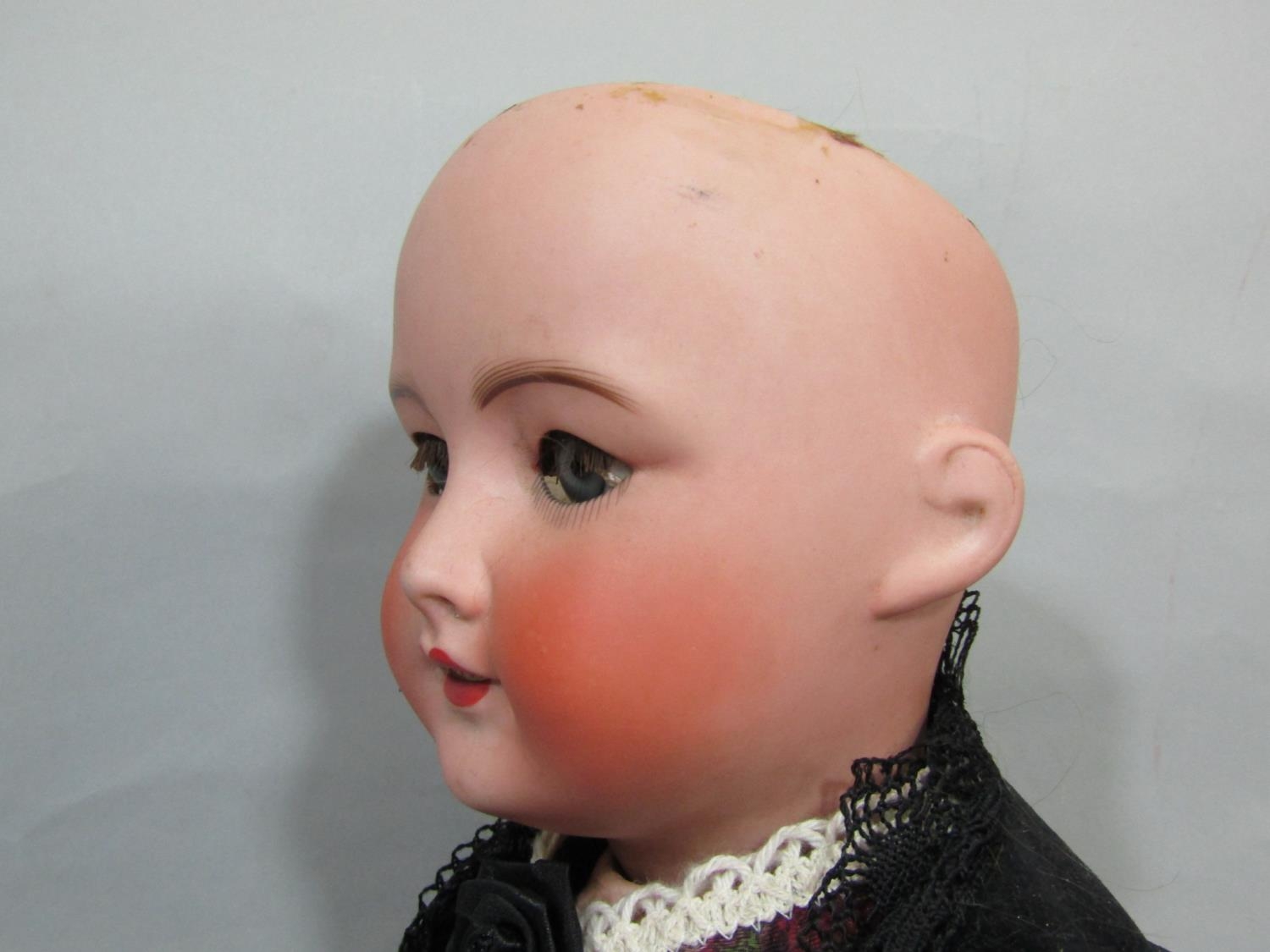 Bisque head doll made by SFBJ with jointed composition body, closing blue eyes, open mouth with 4 - Image 3 of 4