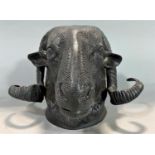 Good quality cast bronze ram's head 15cm wide