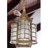 Arts & crafts brass lobed glass hall lantern