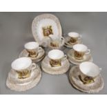 China tea service with gilt detail with Dickensian panels Oliver's Introduction to Fagin